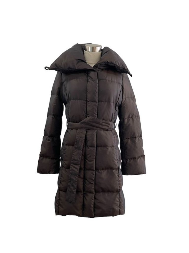 Max Mara Weekend Line Down Coat Outer Belt Patch Dark Brown 36
